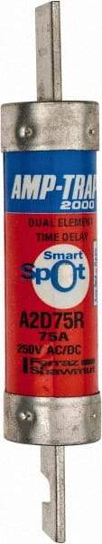 Ferraz Shawmut - 250 VAC/VDC, 75 Amp, Time Delay General Purpose Fuse - Clip Mount, 5-7/8" OAL, 100 at DC, 200 at AC kA Rating, 1-1/16" Diam - All Tool & Supply