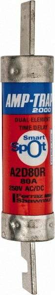 Ferraz Shawmut - 250 VAC/VDC, 80 Amp, Time Delay General Purpose Fuse - Clip Mount, 5-7/8" OAL, 100 at DC, 200 at AC kA Rating, 1-1/16" Diam - All Tool & Supply