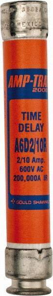 Ferraz Shawmut - 600 VAC/VDC, 0.2 Amp, Time Delay General Purpose Fuse - Clip Mount, 127mm OAL, 100 at DC, 200 at AC kA Rating, 13/16" Diam - All Tool & Supply