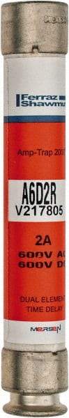 Ferraz Shawmut - 600 VAC/VDC, 2 Amp, Time Delay General Purpose Fuse - Clip Mount, 127mm OAL, 100 at DC, 200 at AC kA Rating, 13/16" Diam - All Tool & Supply