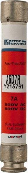 Ferraz Shawmut - 600 VAC/VDC, 7 Amp, Time Delay General Purpose Fuse - Clip Mount, 127mm OAL, 100 at DC, 200 at AC kA Rating, 13/16" Diam - All Tool & Supply