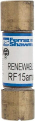 Ferraz Shawmut - 250 VAC, 15 Amp, Fast-Acting Renewable Fuse - Clip Mount, 51mm OAL, 10 at AC kA Rating, 9/16" Diam - All Tool & Supply