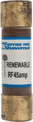 Ferraz Shawmut - 250 VAC, 45 Amp, Fast-Acting Renewable Fuse - Clip Mount, 76mm OAL, 10 at AC kA Rating, 13/16" Diam - All Tool & Supply