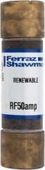 Ferraz Shawmut - 250 VAC, 50 Amp, Fast-Acting Renewable Fuse - Clip Mount, 76mm OAL, 10 at AC kA Rating, 13/16" Diam - All Tool & Supply