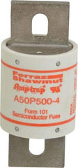 Ferraz Shawmut - 450 VDC, 500 VAC, 500 Amp, Fast-Acting Semiconductor/High Speed Fuse - Bolt-on Mount, 4-15/32" OAL, 100 at AC, 79 at DC kA Rating, 2" Diam - All Tool & Supply