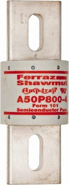 Ferraz Shawmut - 450 VDC, 500 VAC, 800 Amp, Fast-Acting Semiconductor/High Speed Fuse - Bolt-on Mount, 6-15/32" OAL, 100 at AC, 79 at DC kA Rating, 2-1/2" Diam - All Tool & Supply