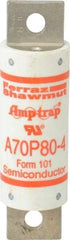 Ferraz Shawmut - 650 VDC, 700 VAC, 80 Amp, Fast-Acting Semiconductor/High Speed Fuse - Bolt-on Mount, 4-3/8" OAL, 100 at AC/DC kA Rating, 31mm Diam - All Tool & Supply