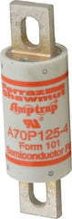 Ferraz Shawmut - 650 VDC, 700 VAC, 125 Amp, Fast-Acting Semiconductor/High Speed Fuse - Bolt-on Mount, 5-3/32" OAL, 100 at AC/DC kA Rating, 1-1/2" Diam - All Tool & Supply