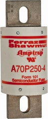 Ferraz Shawmut - 650 VDC, 700 VAC, 250 Amp, Fast-Acting Semiconductor/High Speed Fuse - Bolt-on Mount, 5-3/32" OAL, 100 at AC/DC kA Rating, 2" Diam - All Tool & Supply