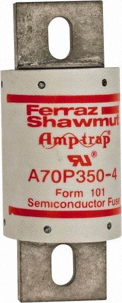 Ferraz Shawmut - 650 VDC, 700 VAC, 350 Amp, Fast-Acting Semiconductor/High Speed Fuse - Bolt-on Mount, 5-3/32" OAL, 100 at AC/DC kA Rating, 2" Diam - All Tool & Supply