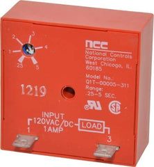 NCC - 2 Pin, Time Delay Relay - 1 at Resistive or Inductive Load Contact Amp, 120 VAC/VDC, On Board Trimpot - All Tool & Supply