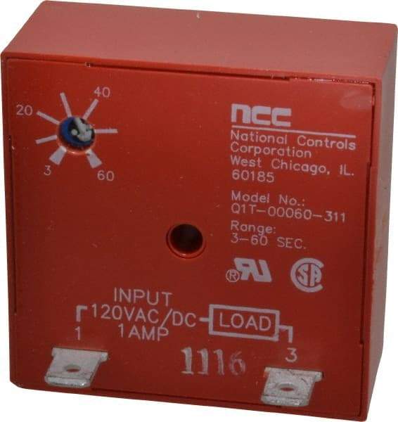 NCC - 2 Pin, Time Delay Relay - 1 at Resistive or Inductive Load Contact Amp, 120 VAC/VDC, On Board Trimpot - All Tool & Supply