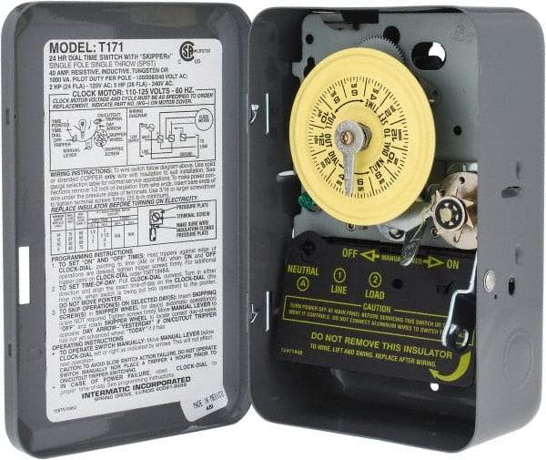 Intermatic - 24 hr Indoor Analog Electromechanical Timer Switch - 12 On/Off per Day, 125 VAC, 60 Hz, - All Tool & Supply