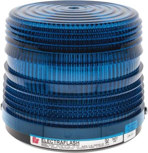 Federal Signal Corp - 12 VDC, 3R NEMA Rated, Strobe Tube, Blue, Strobe Light - 80 Flashes per min, 5-1/2 Inch Diameter, 5-1/16 Inch High, IP66 Ingress Rating, Surface Mount - All Tool & Supply