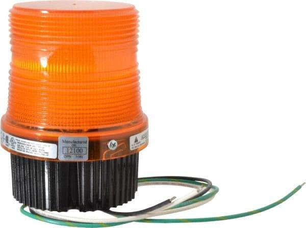 Federal Signal Corp - 120 VAC, 4X NEMA Rated, Strobe Tube, Amber, Single Flash Strobe Light - 90 Flashes per min, 1/2 Inch Pipe, 3-15/16 Inch Diameter, 5-1/4 Inch High, IP66 Ingress Rating, Pipe Mount, Surface Mount - All Tool & Supply