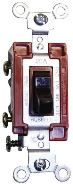 Hubbell Wiring Device-Kellems - 1 Pole, 120 to 277 VAC, 20 Amp, Commercial Grade, Toggle, Wall and Dimmer Light Switch - 4-1/16 Inch High - All Tool & Supply