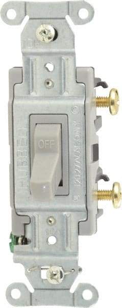 Hubbell Wiring Device-Kellems - 1 Pole, 120 to 277 VAC, 15 Amp, Commercial Grade, Toggle, Wall and Dimmer Light Switch - 4-1/16 Inch High - All Tool & Supply