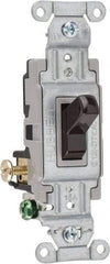 Hubbell Wiring Device-Kellems - 3 Pole, 120 to 277 VAC, 15 Amp, Commercial Grade, Toggle, Wall and Dimmer Light Switch - 4-1/16 Inch High - All Tool & Supply