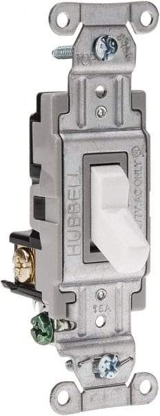 Hubbell Wiring Device-Kellems - 3 Pole, 120 to 277 VAC, 15 Amp, Commercial Grade, Toggle, Wall and Dimmer Light Switch - 4-1/16 Inch High - All Tool & Supply