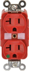 Hubbell Wiring Device-Kellems - 125 VAC, 20 Amp, 5-20R NEMA Configuration, Red, Hospital Grade, Self Grounding Duplex Receptacle - 1 Phase, 2 Poles, 3 Wire, Flush Mount, Tamper Resistant - All Tool & Supply