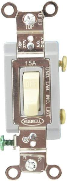 Hubbell Wiring Device-Kellems - 1 Pole, 120 to 277 VAC, 15 Amp, Industrial Grade Toggle, Wall and Dimmer Light Switch - 1-5/16 Inch Wide x 4-1/16 Inch High - All Tool & Supply