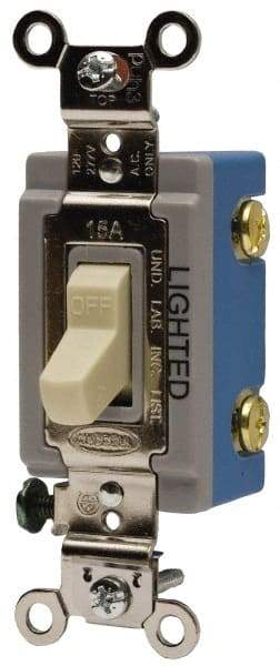 Hubbell Wiring Device-Kellems - 1 Pole, 120 VAC, 15 Amp, Residential Grade, Toggle, Wall and Dimmer Light Switch - 1-5/16 Inch Wide x 4-1/16 Inch High - All Tool & Supply