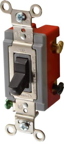 Hubbell Wiring Device-Kellems - 3 Pole, 120 to 277 VAC, 20 Amp, Industrial Grade, Toggle, Wall and Dimmer Light Switch - 1-5/16 Inch Wide x 4-1/16 Inch High - All Tool & Supply