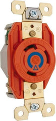 Hubbell Wiring Device-Kellems - 250 VAC, 30 Amp, 6-30R NEMA Configuration, Orange, Industrial Grade, Isolated Ground Single Receptacle - 1 Phase, 2 Poles, 3 Wire, Flush Mount - All Tool & Supply