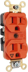 Hubbell Wiring Device-Kellems - 125 VAC, 15 Amp, 5-15R NEMA Configuration, Orange, Specification Grade, Isolated Ground Duplex Receptacle - 1 Phase, 2 Poles, 3 Wire, Flush Mount, Corrosion, Heat and Impact Resistant - All Tool & Supply