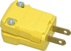 Hubbell Wiring Device-Kellems - 125 VAC, 15 Amp, 1-15P NEMA, Valise, Ungrounded, Commercial, Industrial Grade Plug - 2 Pole, 2 Wire, 1 Phase, 1/2 hp, Nylon, Yellow - All Tool & Supply