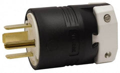 Hubbell Wiring Device-Kellems - 250 VAC, 60 Amp, 15-60P NEMA, Straight, Self Grounding, Commercial, Industrial Grade Plug - 3 Pole, 4 Wire, 3 Phase, 10 hp, Nylon, Black, White - All Tool & Supply