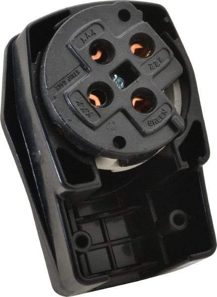 Hubbell Wiring Device-Kellems - 250 VAC, 50 Amp, 15-50P NEMA, Angled, Self Grounding, Commercial, Industrial Grade Plug - 3 Pole, 4 Wire, 3 Phase, 7-1/2 hp, Nylon, Black, White - All Tool & Supply