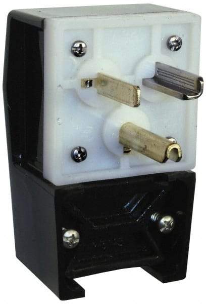 Hubbell Wiring Device-Kellems - 125 VAC, 30 Amp, 5-30P NEMA, Angled, Self Grounding, Commercial, Industrial Grade Plug - 2 Pole, 3 Wire, 1 Phase, 2 hp, Nylon, Black, White - All Tool & Supply