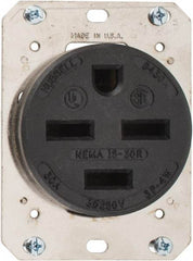 Hubbell Wiring Device-Kellems - 250 VAC, 30 Amp, 15-30R NEMA Configuration, Brown, Industrial Grade, Self Grounding Single Receptacle - 3 Phase, 3 Poles, 4 Wire, Flush Mount - All Tool & Supply