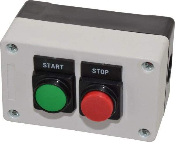 ACI - 2 Operator, Flush Pushbutton Control Station - Start-Stop (Legend), 1NO/1NC Contact - All Tool & Supply