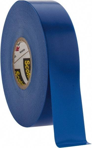 3M - 3/4" x 66', Blue Vinyl Electrical Tape - Series 35, 7 mil Thick, 1,250 V/mil Dielectric Strength, 17 Lb./Inch Tensile Strength - All Tool & Supply