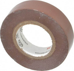 3M - 1/2" x 20', Brown Vinyl Electrical Tape - Series 35, 7 mil Thick, 1,250 V/mil Dielectric Strength, 17 Lb./Inch Tensile Strength - All Tool & Supply