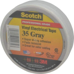 3M - 3/4" x 66', Gray Vinyl Electrical Tape - Series 35, 7 mil Thick, 1,250 V/mil Dielectric Strength, 17 Lb./Inch Tensile Strength - All Tool & Supply