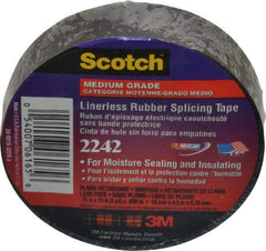 3M - 3/4" x 15', Black Rubber Electrical Tape - Series 2242, 30 mil Thick, 750 V/mil Dielectric Strength, 7.5 Lb./Inch Tensile Strength - All Tool & Supply