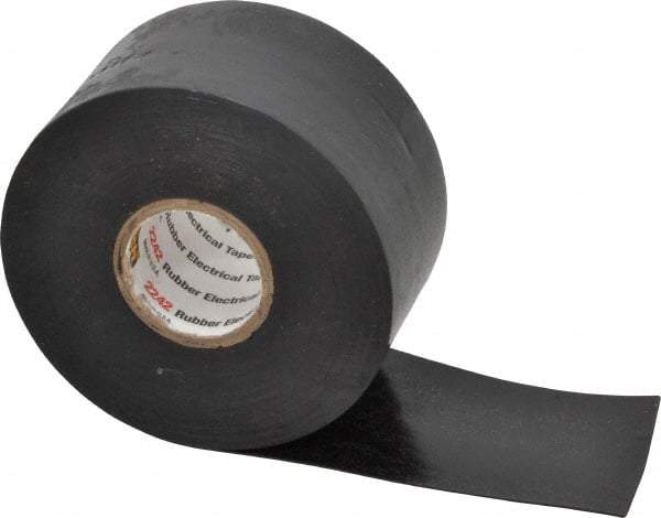 3M - 1-1/2" x 15', Black Rubber Electrical Tape - Series 2242, 30 mil Thick, 750 V/mil Dielectric Strength, 7.5 Lb./Inch Tensile Strength - All Tool & Supply