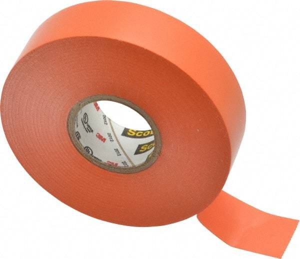 3M - 3/4" x 66', Orange Vinyl Electrical Tape - Series 35, 7 mil Thick, 1,250 V/mil Dielectric Strength, 17 Lb./Inch Tensile Strength - All Tool & Supply