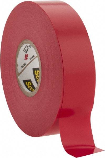 3M - 3/4" x 66', Red Vinyl Electrical Tape - Series 35, 7 mil Thick, 1,250 V/mil Dielectric Strength, 17 Lb./Inch Tensile Strength - All Tool & Supply