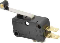 Omron - 0.6 Amp at 125 VDC, 0.3 Amp at 250 VDC, 10 Amp at 250 VAC, SPDT, Hinge Roller Lever, General Purpose Snap Action Switch - 250 VAC, Quick Connect Terminal, 4.4 Ounce Max Operating Force, 18.8mm High x 37.8mm Long x 10.3mm Wide, -13 to 176°F - All Tool & Supply