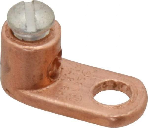 Thomas & Betts - 14-8 AWG Noninsulated Crimp Connection D Shaped Ring Terminal - 1/4" Stud, 13/16" OAL x 3/8" Wide, Tin Plated Copper Contact - All Tool & Supply