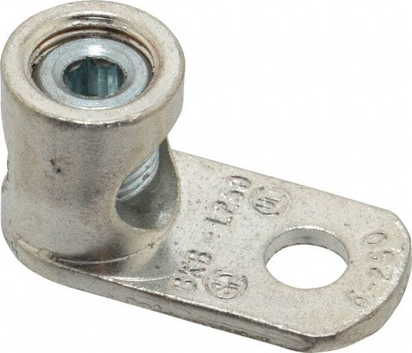 Thomas & Betts - 6 AWG Noninsulated Lug Connection D Shaped Ring Terminal - 13/32" Stud, 1-61/64" OAL x 15/16" Wide, Tin Plated Copper Contact - All Tool & Supply