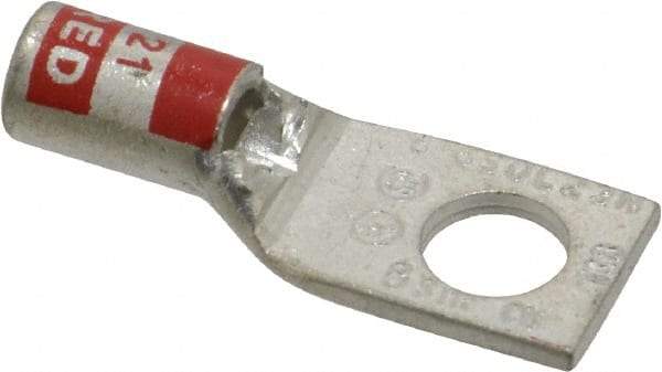 Thomas & Betts - 8 AWG Noninsulated Compression Connection Square Ring Terminal - 1/4" Stud, 1.2" OAL x 0.45" Wide, Tin Plated Copper Contact - All Tool & Supply