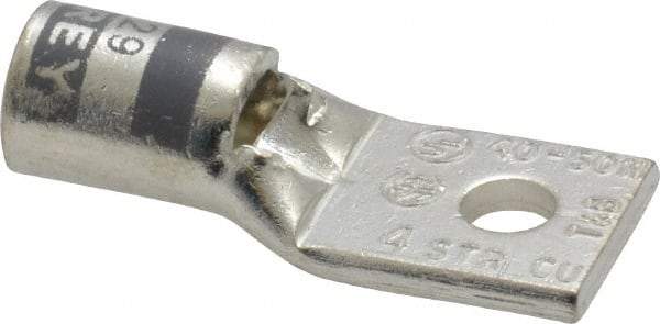 Thomas & Betts - 4 AWG Noninsulated Crimp Connection Square Ring Terminal - #10 Stud, 1.38" OAL x 0.55" Wide, Tin Plated Copper Contact - All Tool & Supply