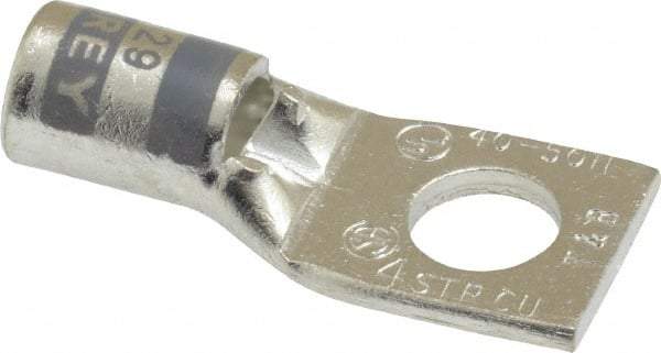 Thomas & Betts - 4 AWG Noninsulated Compression Connection Square Ring Terminal - 5/16" Stud, 1.42" OAL x 0.61" Wide, Tin Plated Copper Contact - All Tool & Supply