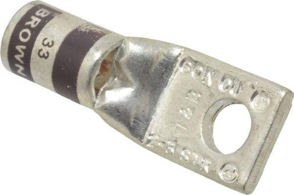 Thomas & Betts - 2 AWG Noninsulated Compression Connection Square Ring Terminal - 1/4" Stud, 1-1/2" OAL x 0.59" Wide, Tin Plated Copper Contact - All Tool & Supply