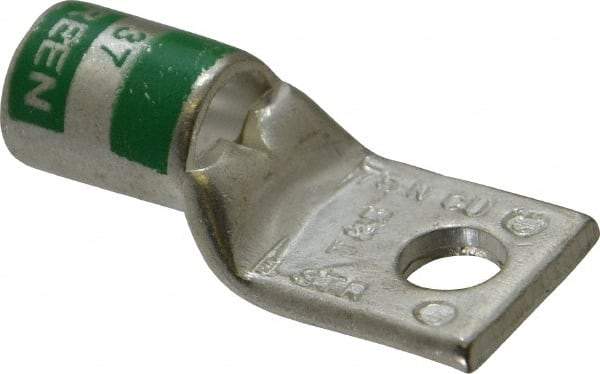 Thomas & Betts - 1 AWG Noninsulated Compression Connection Square Ring Terminal - 1/4" Stud, 1-1/2" OAL x 0.68" Wide, Tin Plated Copper Contact - All Tool & Supply